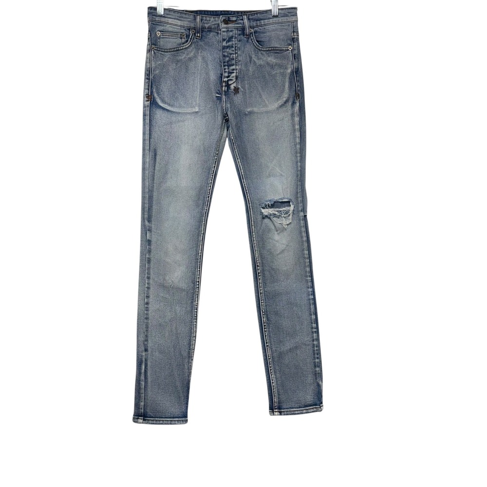 Ksubi Chitch City High Slim Tapered Jeans Light Blue Distressed 30x32